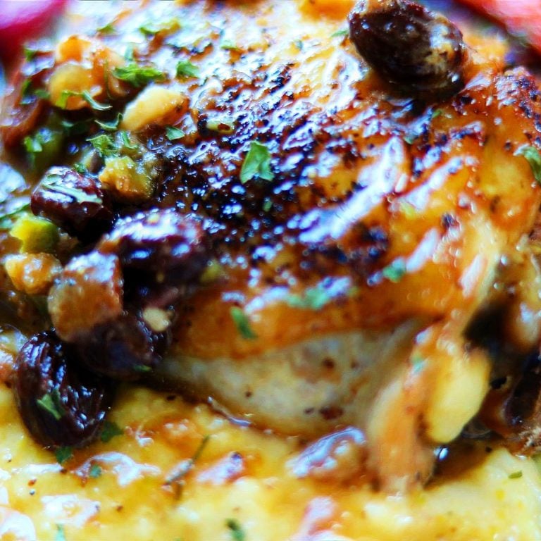 Chicken Agrodolce with Creamy Polenta