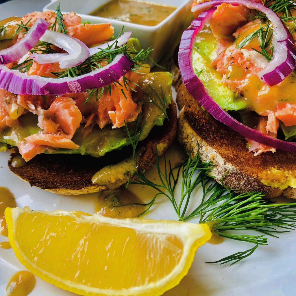 Avocado Toast with Poached Salmon