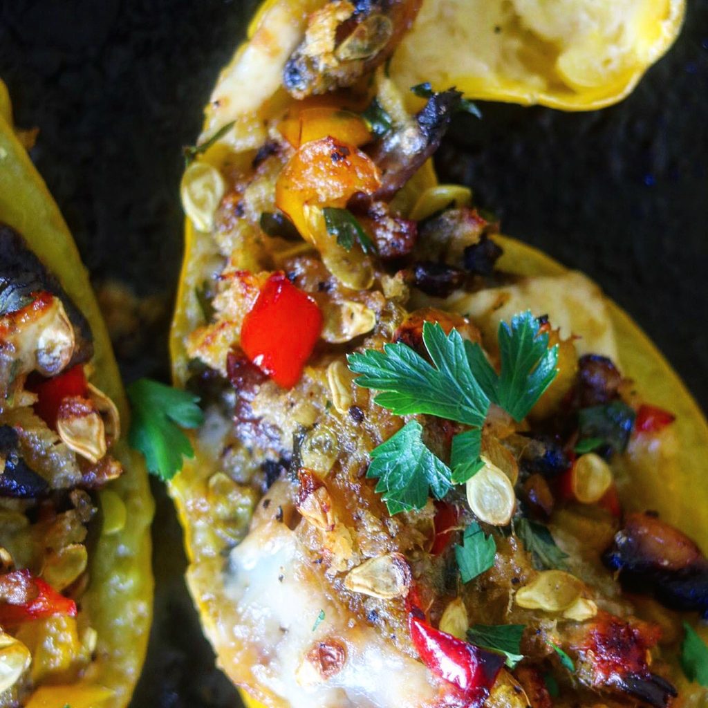 Mushroom Stuffed Summer Squash