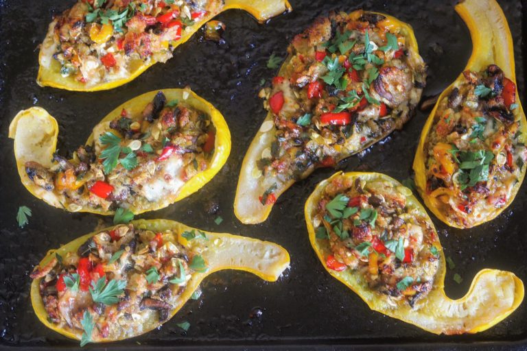 Mushroom Stuffed Summer Squash