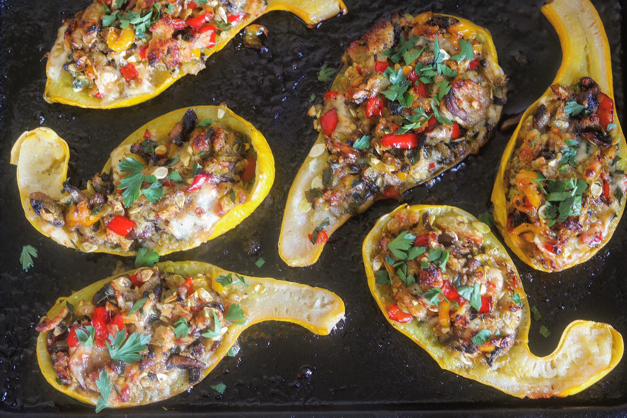 Mushroom Stuffed Summer Squash