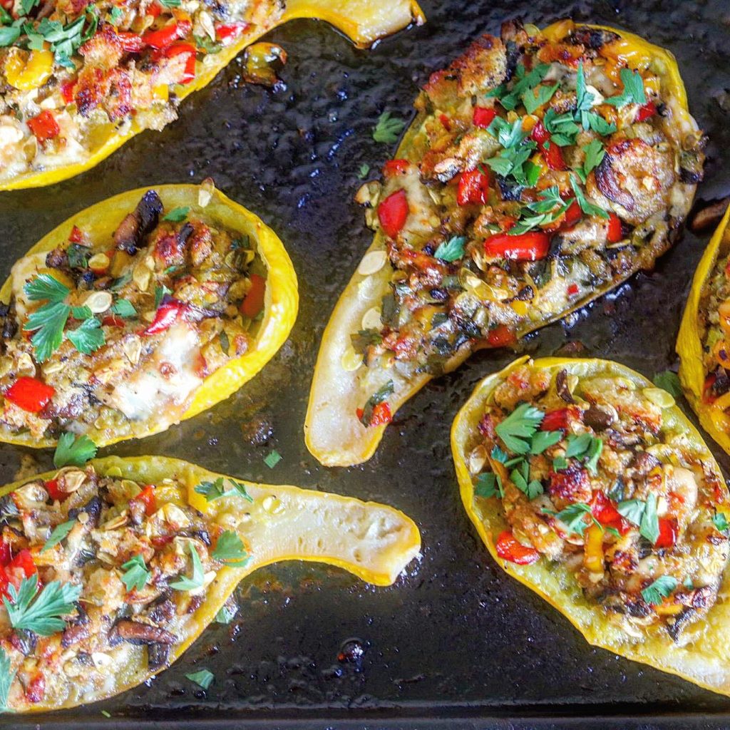 Mushroom Stuffed Summer Squash