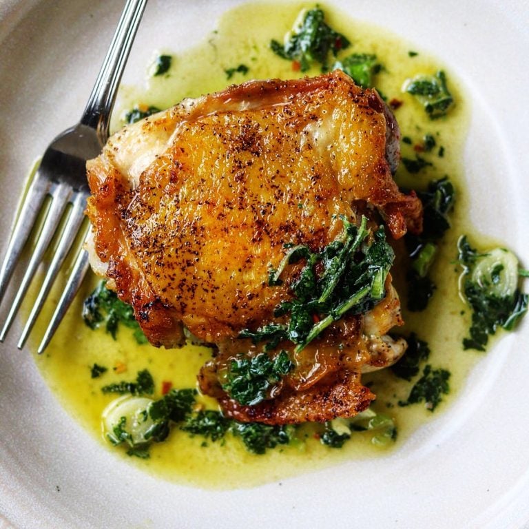 Chicken Thighs Under a Brick