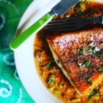 Pan-Roasted Red Snapper with Edamame -Chorizo Ragout