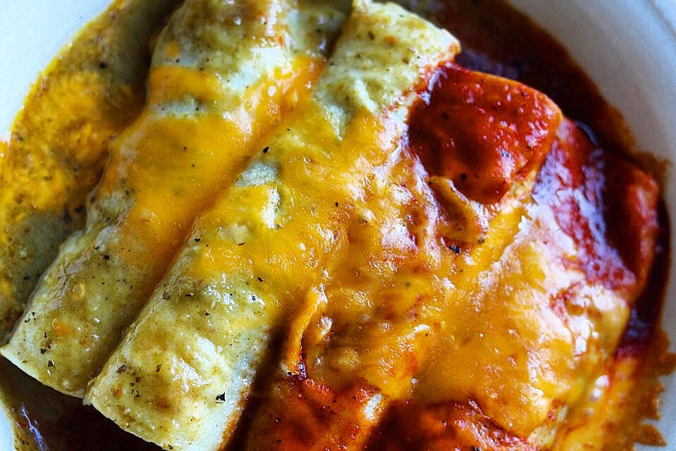 New Mexico Hatch Green Chile Beef Enchiladas