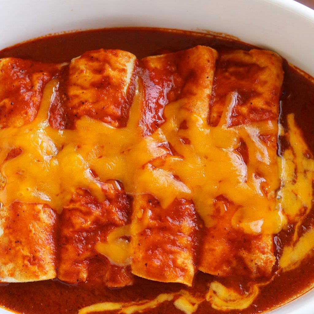 New Mexico Hatch Red Chile Beef Enchiladas