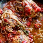 Chicken Thighs Braised with Tomatoes, Onions, and Garlic