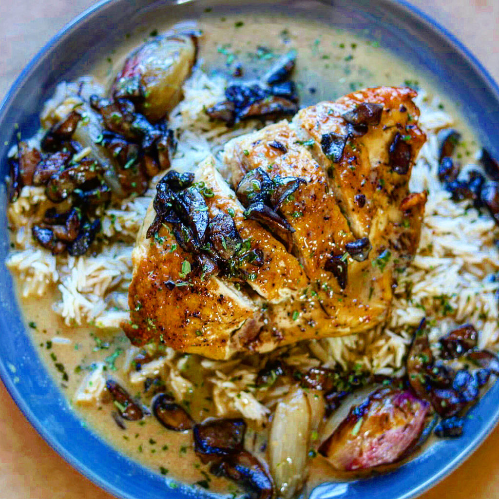 Roast Chicken with Sauce Chasseur