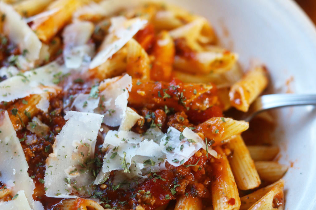 Penne in a Loads of Garlic Meat Sauce