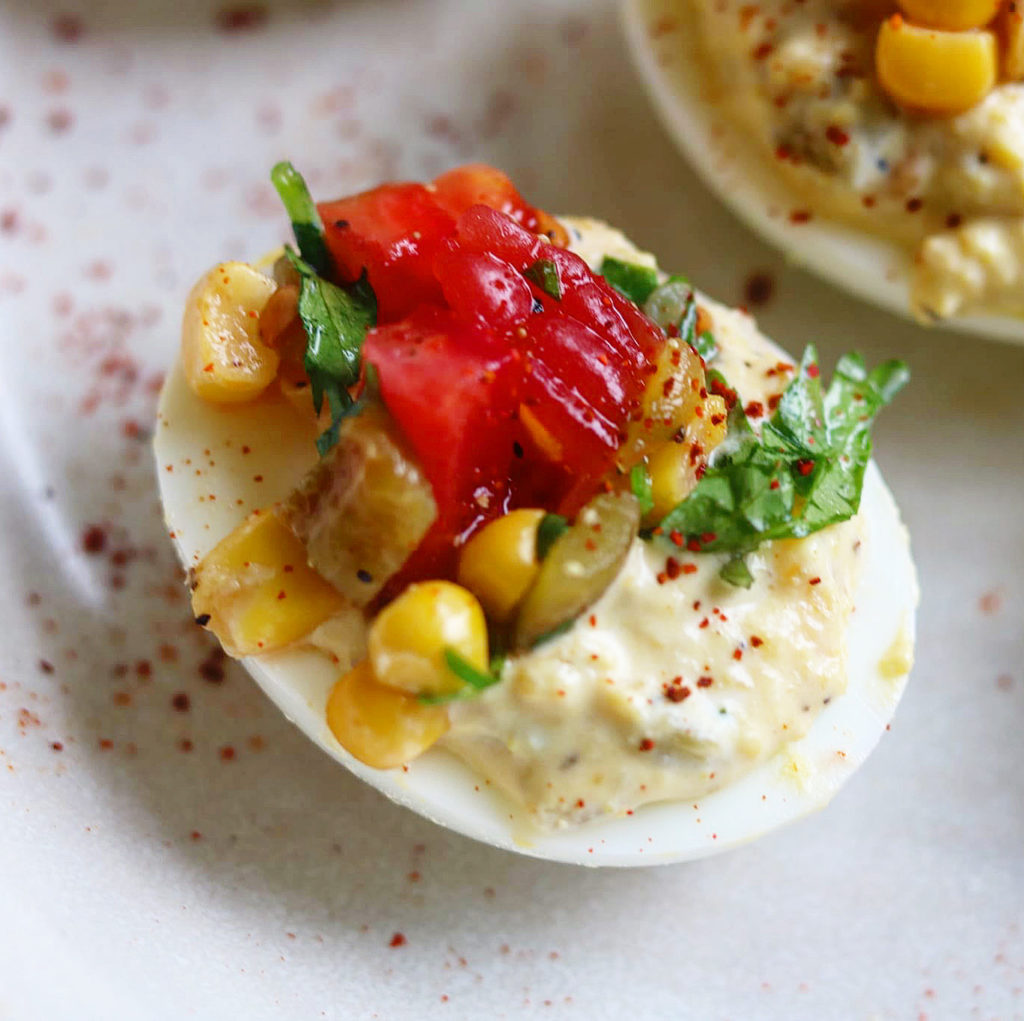 Green Chile Deviled Eggs
