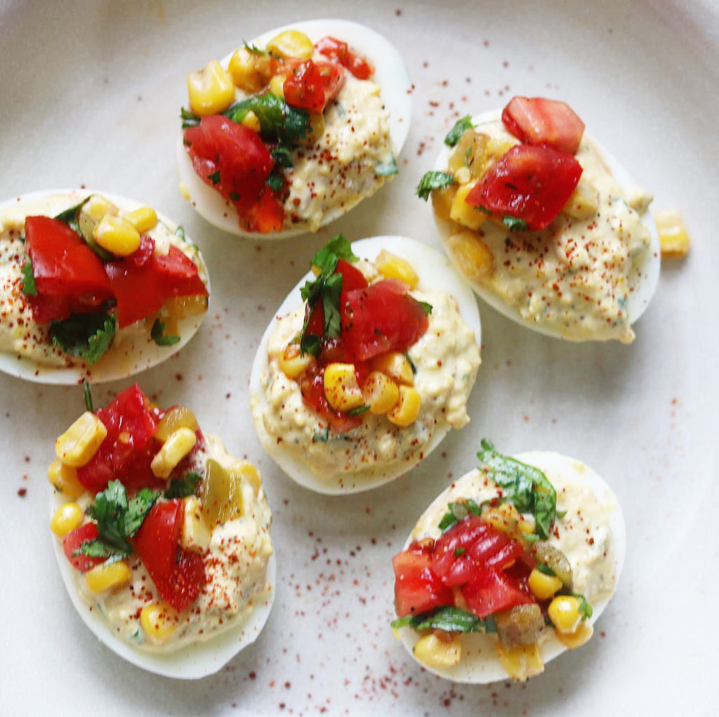 Green Chile Deviled Eggs