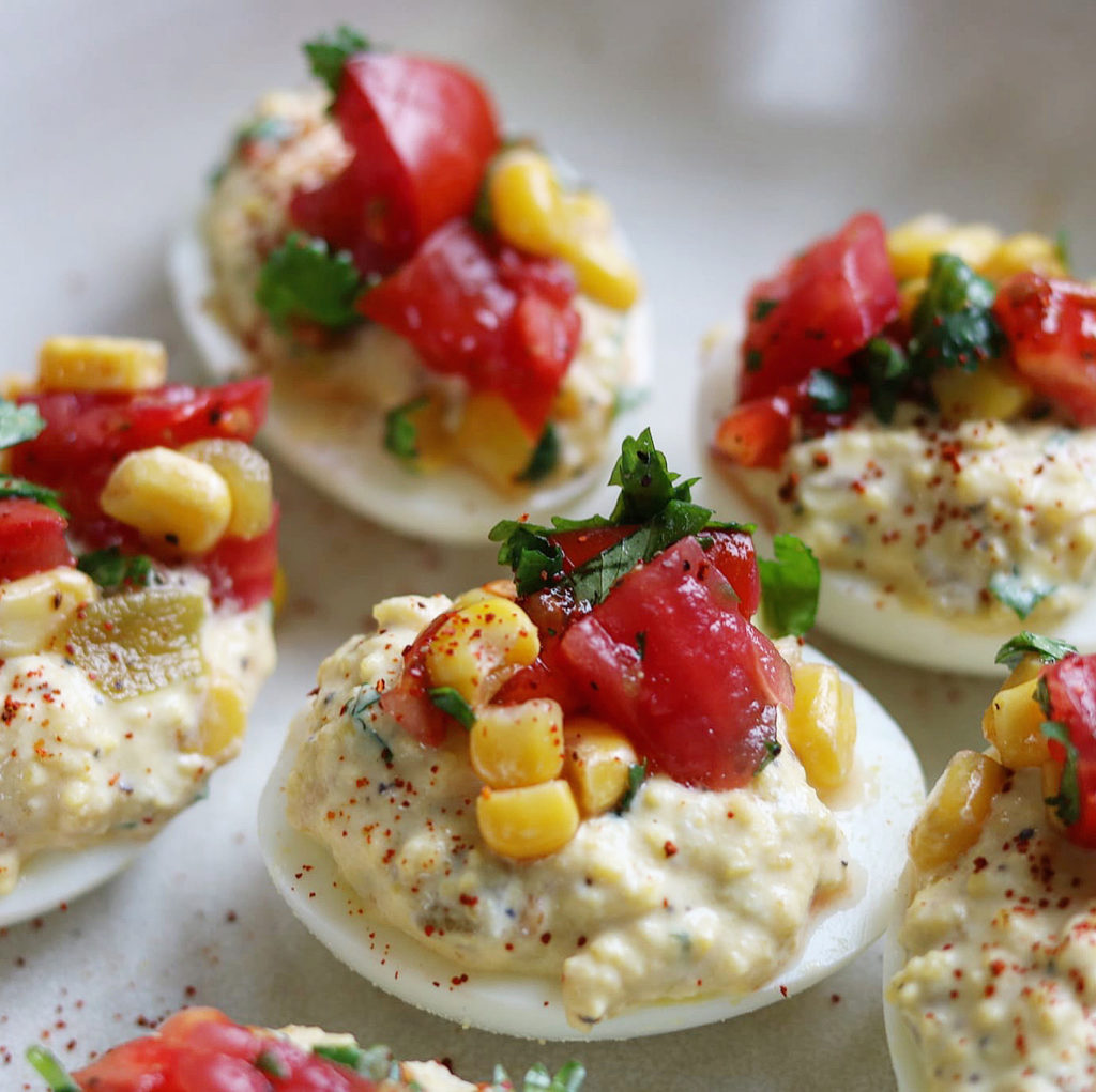 Green Chile Deviled Eggs