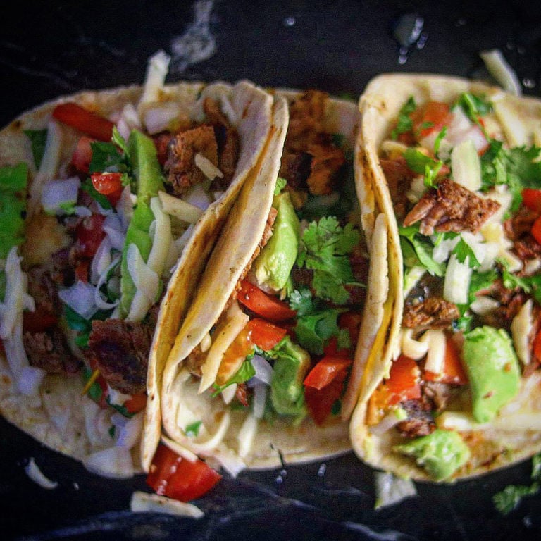 Red Chile Marinated Carne Asada Tacos