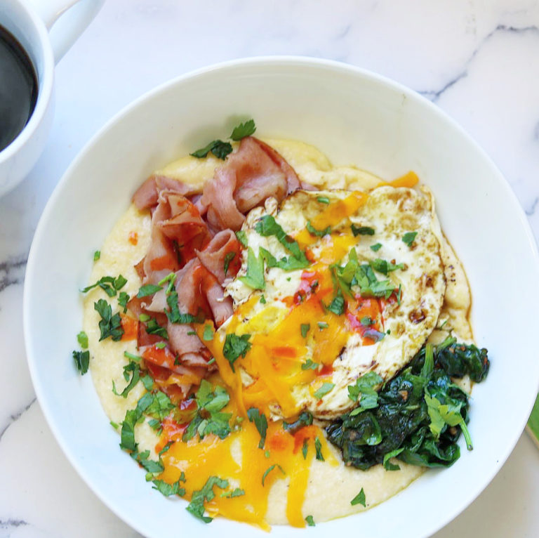 ham and cheese grits bowl
