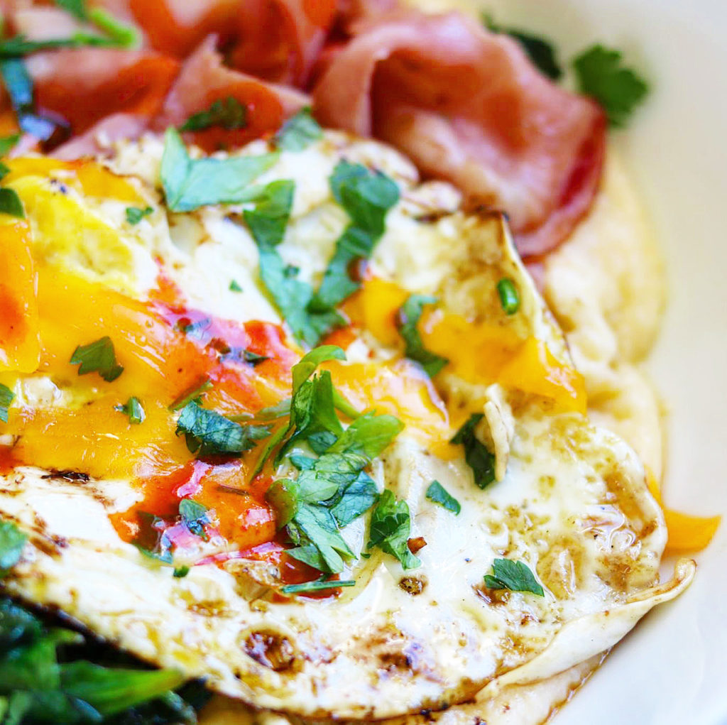 ham and cheese grits bowl