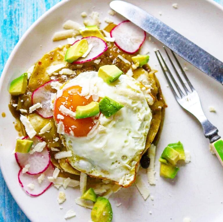 delicious tostada chilaquiles.