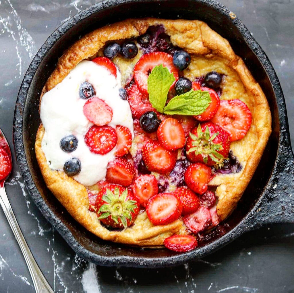 lemon strawberry dutch baby