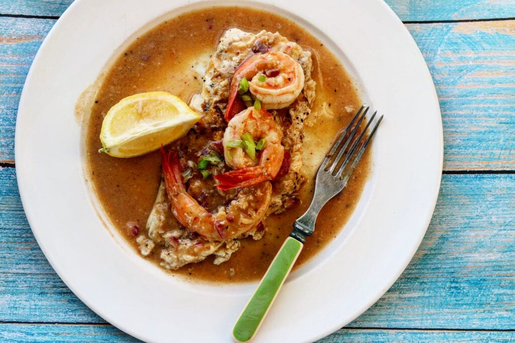 grilled redfish with shrimp lemon butter sauce