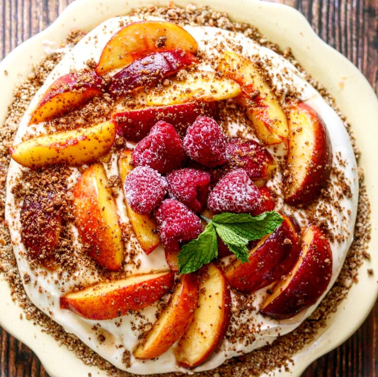 Peaches and Cream Pretzel Pie