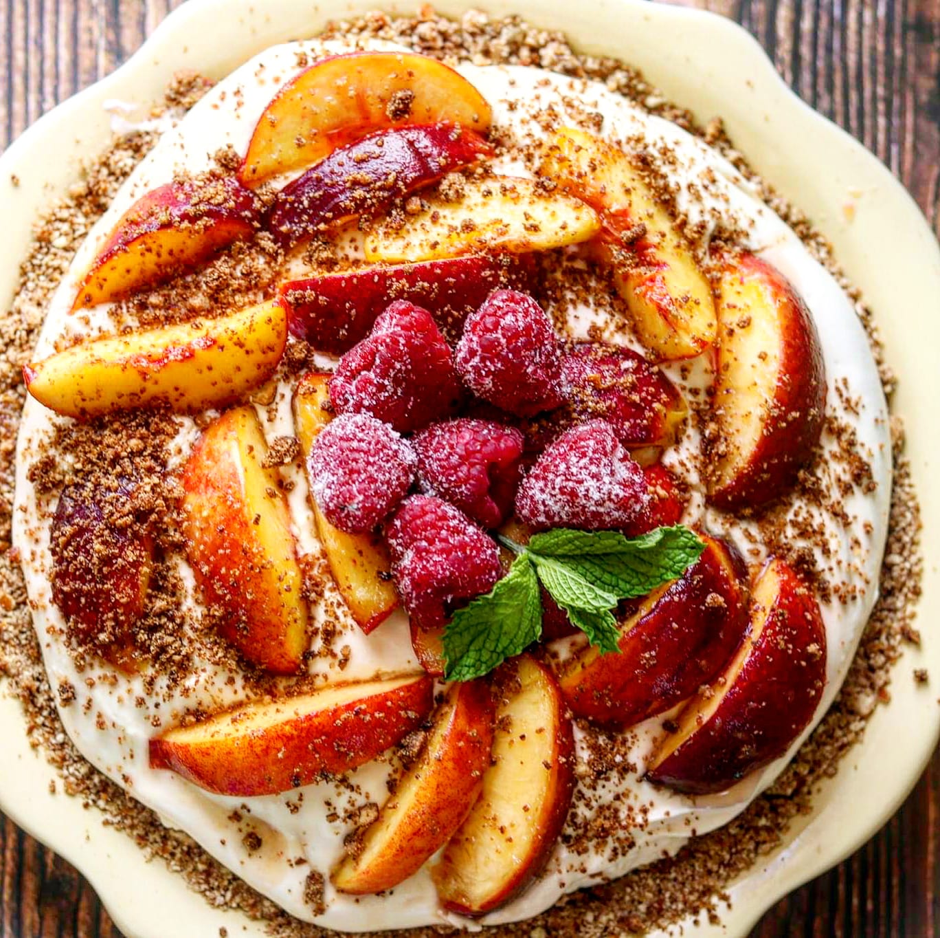 Peaches and Cream Pretzel Pie