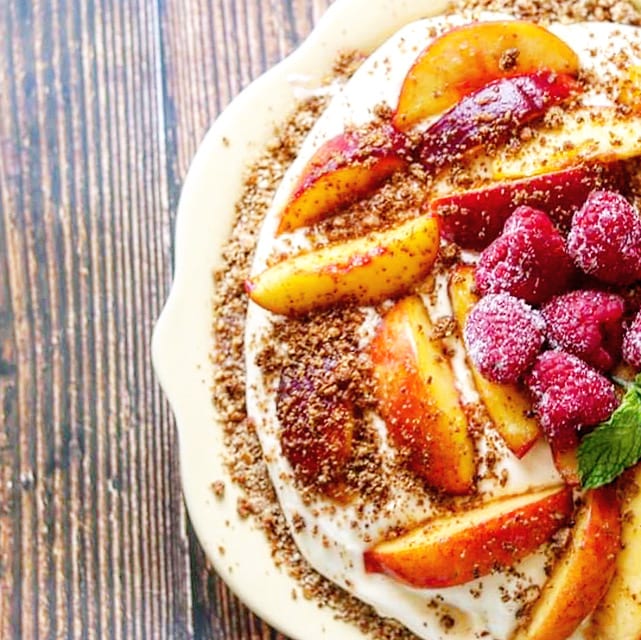 Peaches and Cream Pretzel Pie
