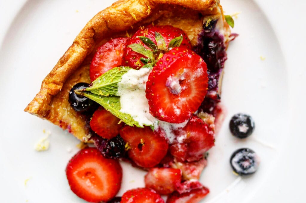 lemon strawberry dutch baby