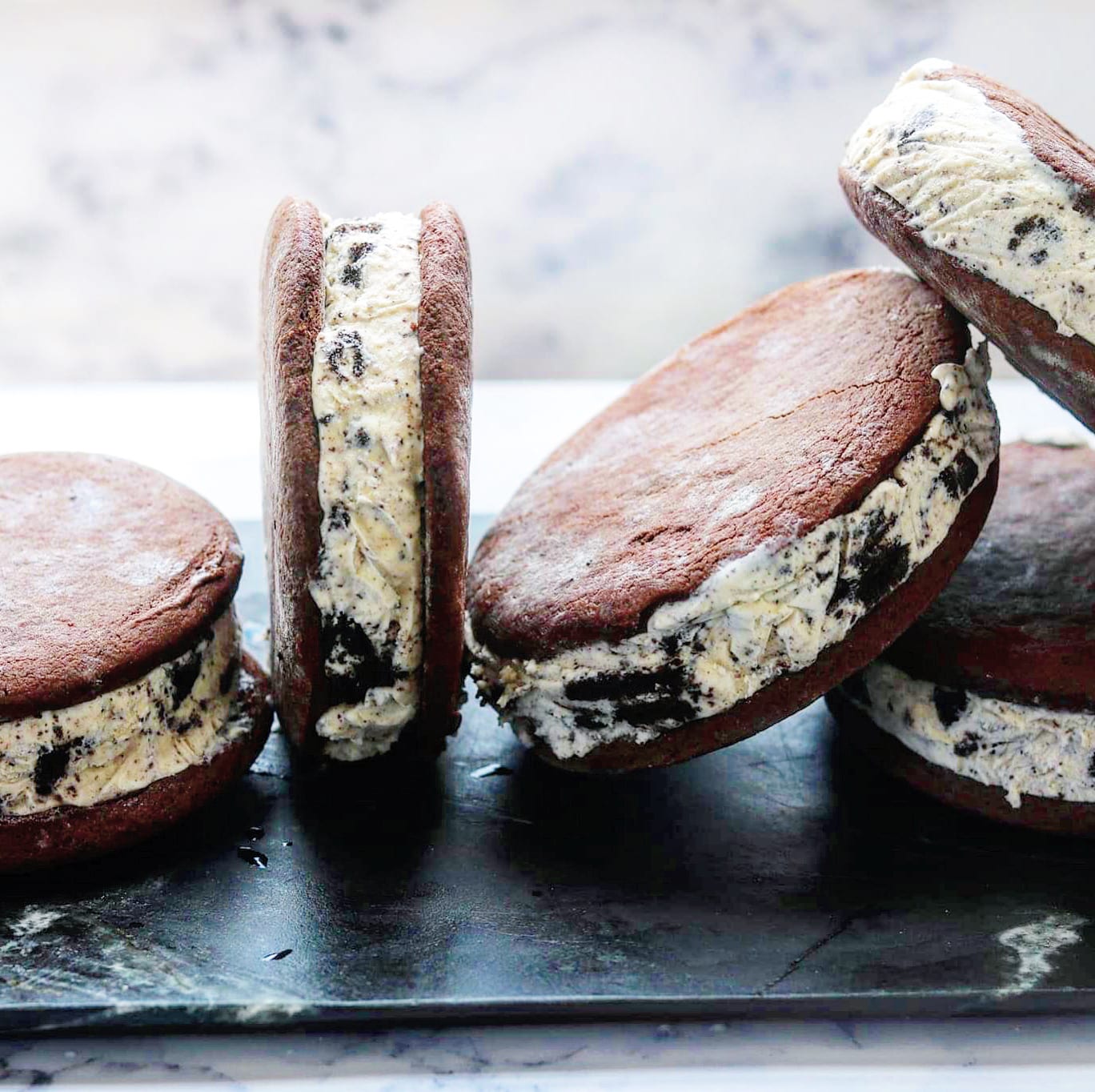 malted milk cookies n'cream ice cream sandwiches.