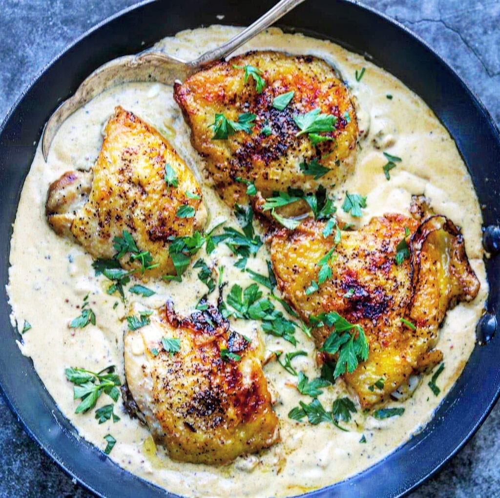 Chicken Thighs in a Creamy Mustard Sauce