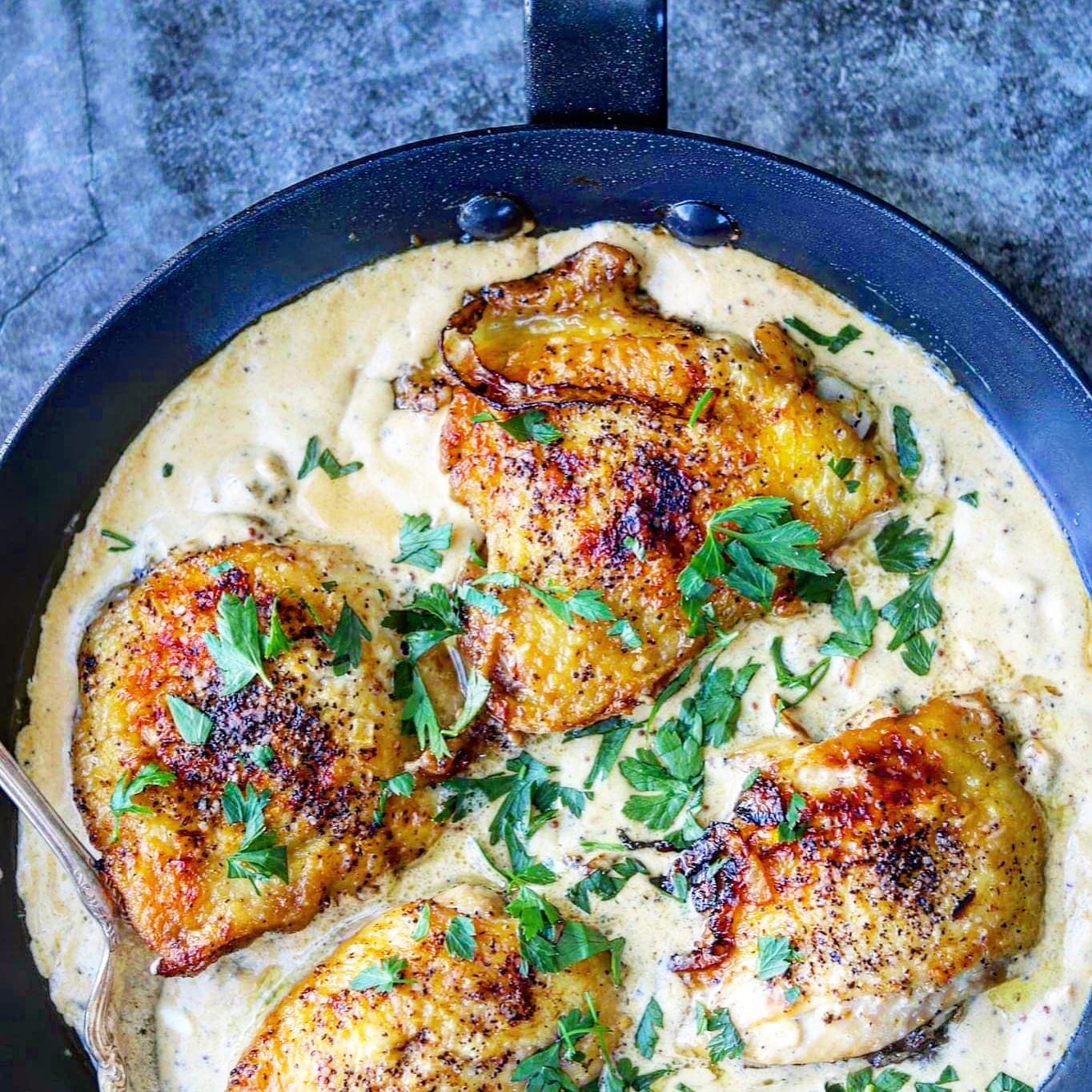 Chicken Thighs in a Creamy Mustard Sauce