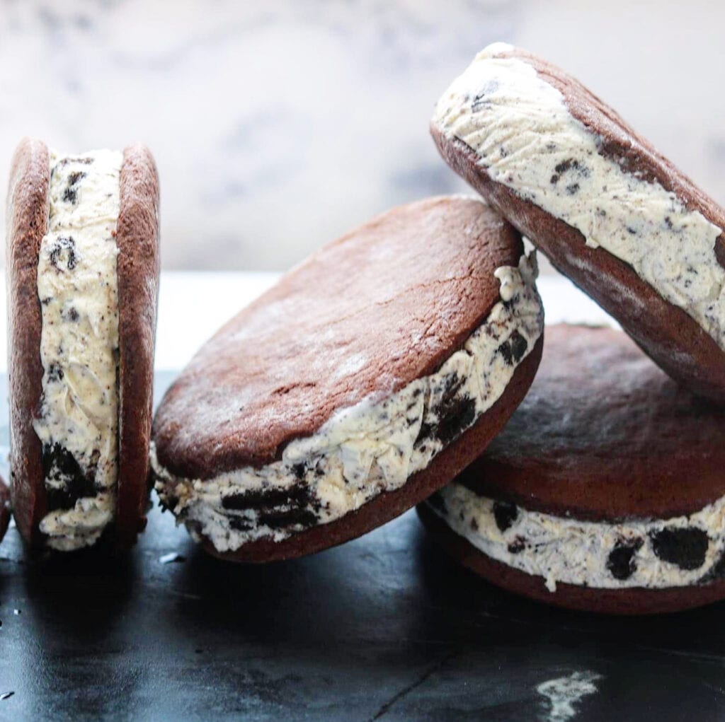 the best malted milk cookies n'cream ice cream sandwiches.