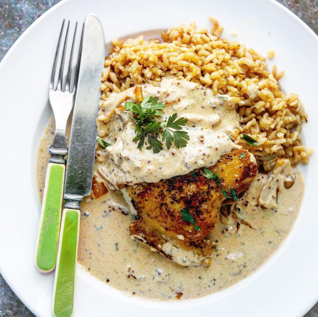 Chicken Thighs in a Creamy Mustard Sauce