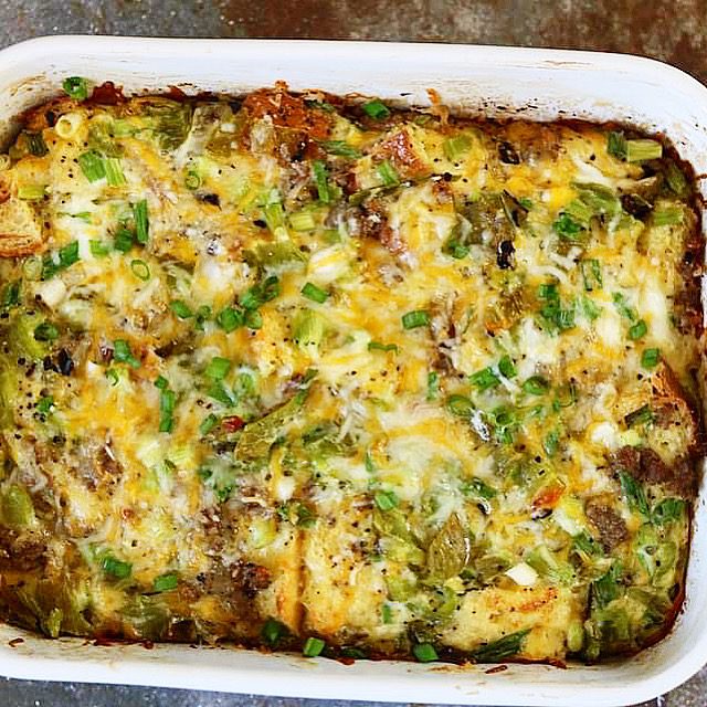 Sausage and Hatch Green Chile Breakfast Casserole