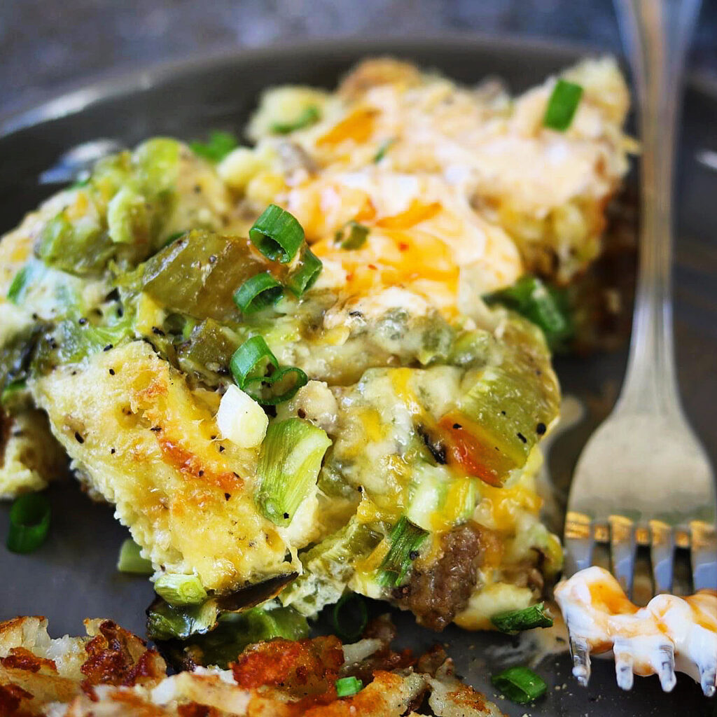 Sausage and Hatch Green Chile Breakfast Casserole