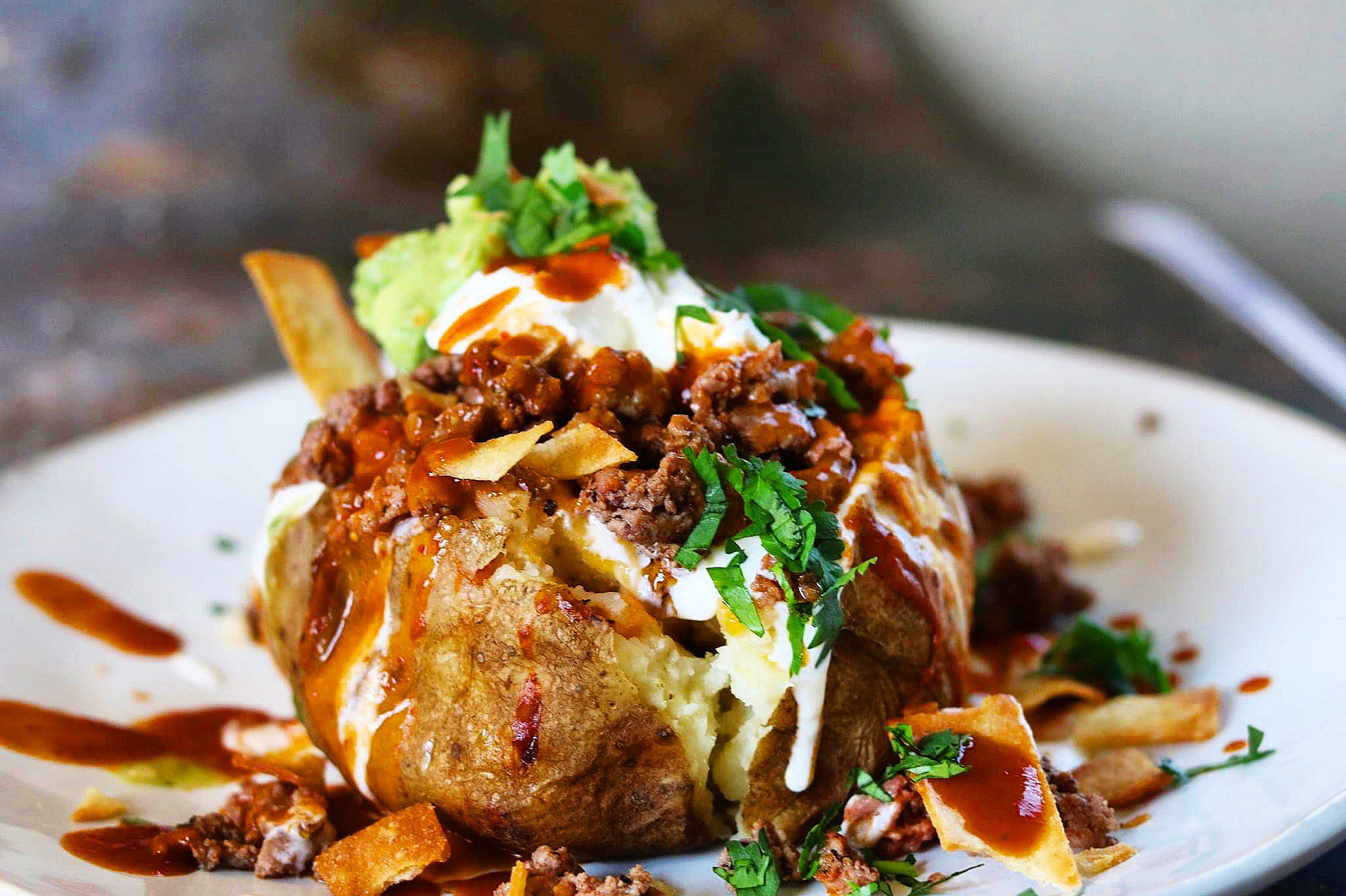 Taco Meat Loaded Baked Potato