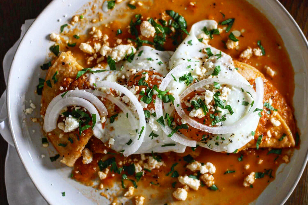 Entomatadas with Fried Eggs