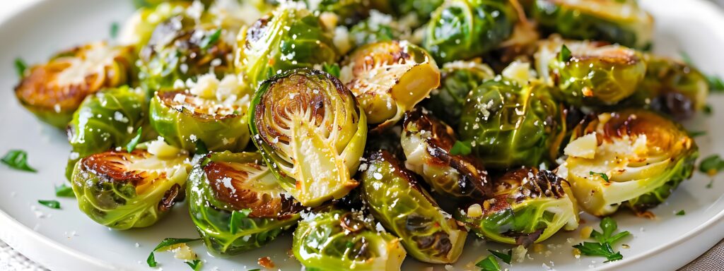 Tasty Garlic Parmesan Roasted Brussels Sprouts