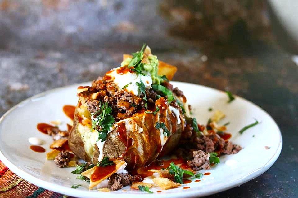 Taco Meat Loaded Baked Potato