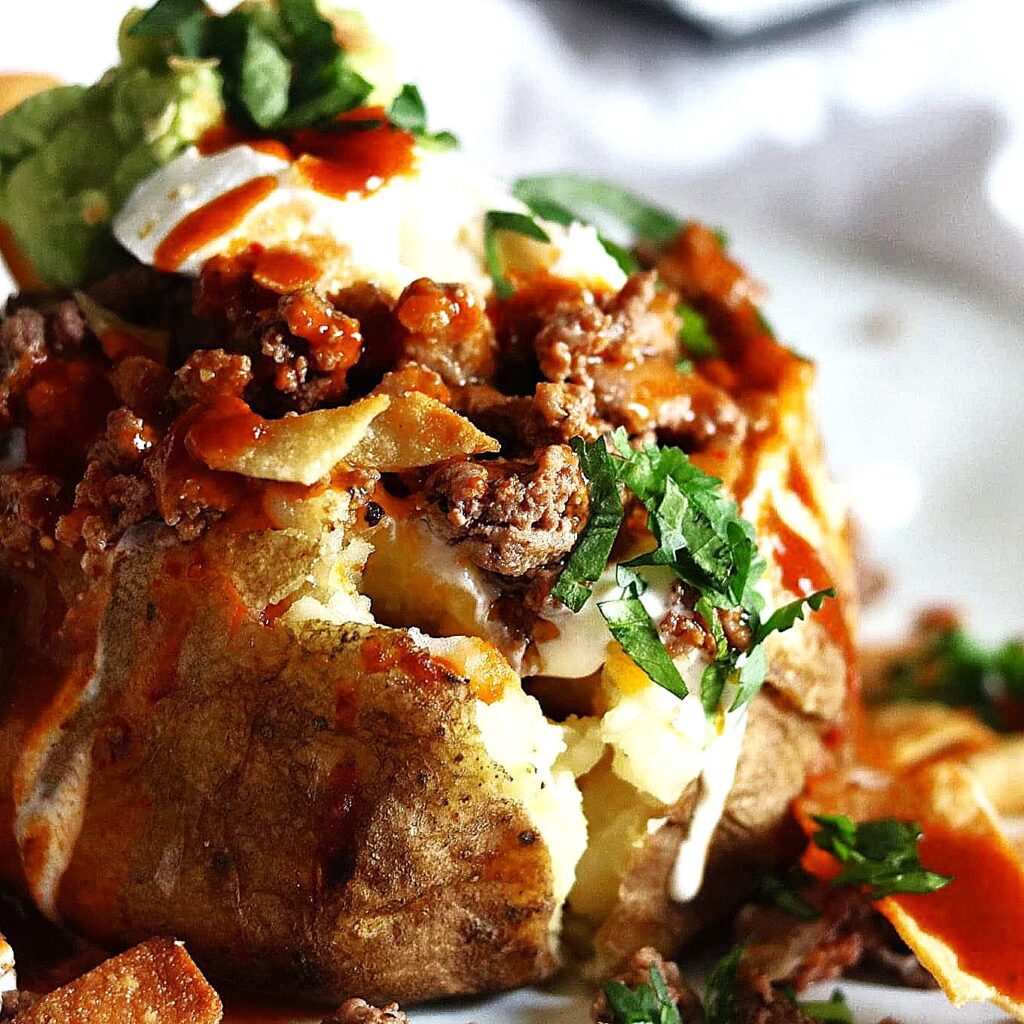 Taco Meat Loaded Baked Potato