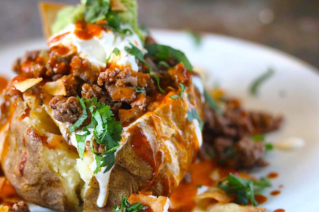 Taco Meat Loaded Baked Potato